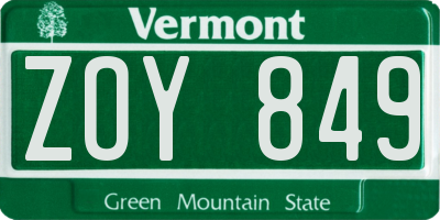 VT license plate ZOY849