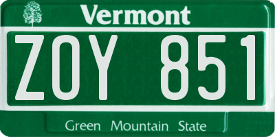 VT license plate ZOY851