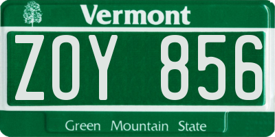 VT license plate ZOY856