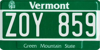 VT license plate ZOY859