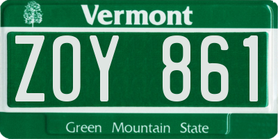 VT license plate ZOY861