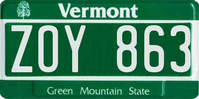 VT license plate ZOY863