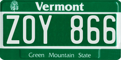 VT license plate ZOY866