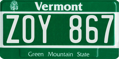 VT license plate ZOY867