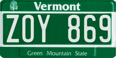 VT license plate ZOY869