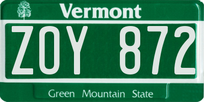 VT license plate ZOY872