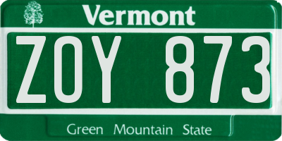 VT license plate ZOY873