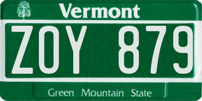 VT license plate ZOY879