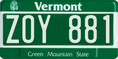 VT license plate ZOY881