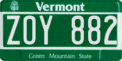 VT license plate ZOY882