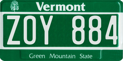 VT license plate ZOY884