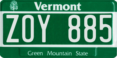 VT license plate ZOY885