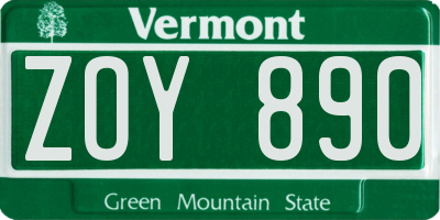 VT license plate ZOY890