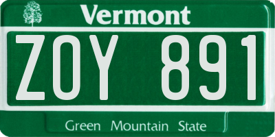 VT license plate ZOY891