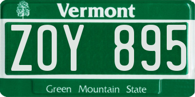 VT license plate ZOY895