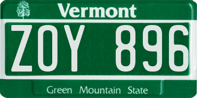 VT license plate ZOY896