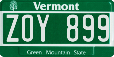 VT license plate ZOY899