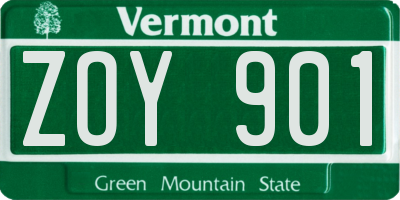 VT license plate ZOY901