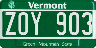 VT license plate ZOY903