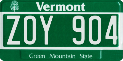 VT license plate ZOY904