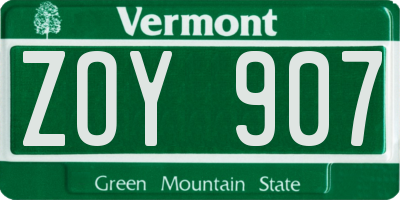 VT license plate ZOY907