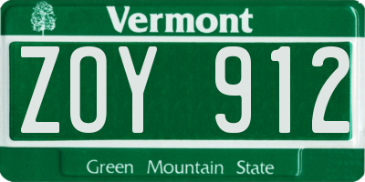 VT license plate ZOY912