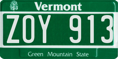 VT license plate ZOY913