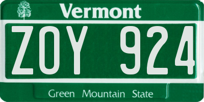 VT license plate ZOY924