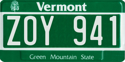 VT license plate ZOY941