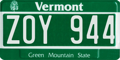 VT license plate ZOY944