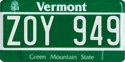 VT license plate ZOY949