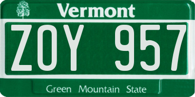 VT license plate ZOY957