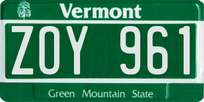 VT license plate ZOY961