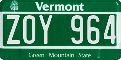 VT license plate ZOY964