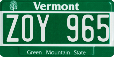 VT license plate ZOY965