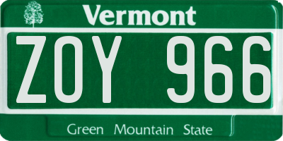 VT license plate ZOY966