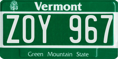 VT license plate ZOY967