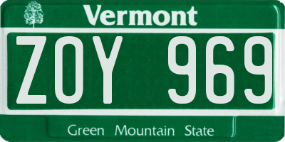 VT license plate ZOY969