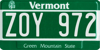 VT license plate ZOY972