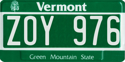 VT license plate ZOY976