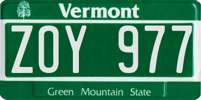 VT license plate ZOY977