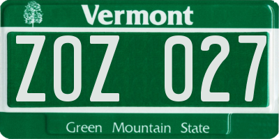 VT license plate ZOZ027