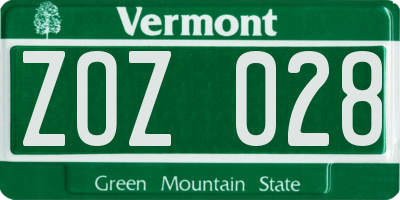 VT license plate ZOZ028