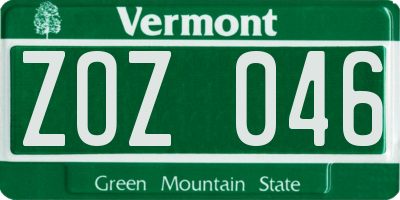 VT license plate ZOZ046