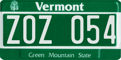 VT license plate ZOZ054