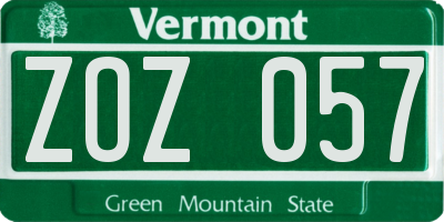 VT license plate ZOZ057
