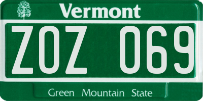 VT license plate ZOZ069