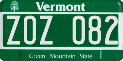 VT license plate ZOZ082
