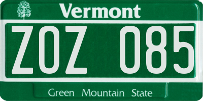 VT license plate ZOZ085