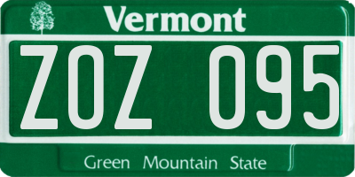 VT license plate ZOZ095
